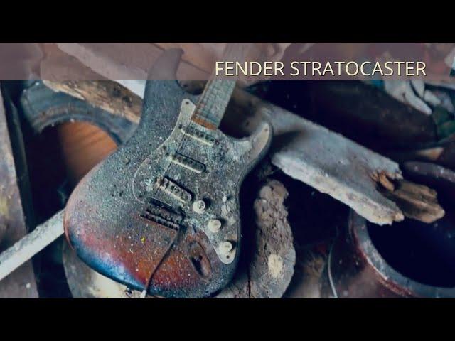 RESCUE OLD ABANDONED GUITAR - FENDER STRATOCASTER 1960s ASMR VIDEO - restoration - no talking