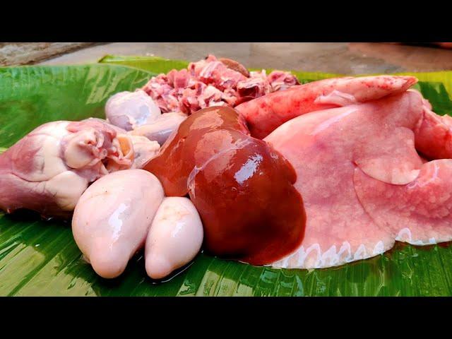 Goat Special Parts Curry | Cooking Lamb Liver + Heart + Lungs + Kidney & Balls Gravy | Mutton Recipe