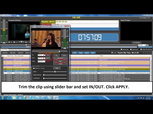 How to trim a clip in Insta playout Insta Web TV