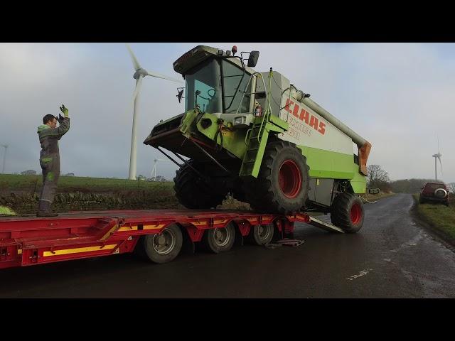 Loading Combine & Header Onto Low Loader