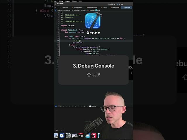 Hide and Show the Xcode Debug Console - 3/30 #xcode #swift #iosdev #coding
