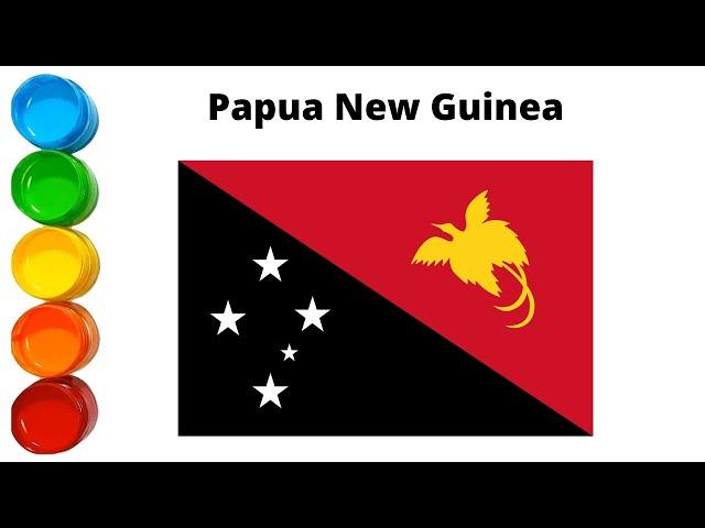 How to draw Papua New Guinea flag | Flag drawing Draw Colourful