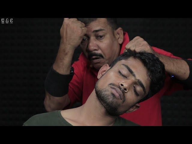 Most Hard Pain Relief Therapy By Asim Barber | Asim BarberTok Sen Massage with Neck & Hair Crack