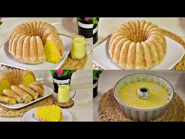 كيكة السمسم الاسفنجيه (كيكة قرص عقيلي)من أطيب الكيكات الشتويه Sesame cake with saffron and cardamom