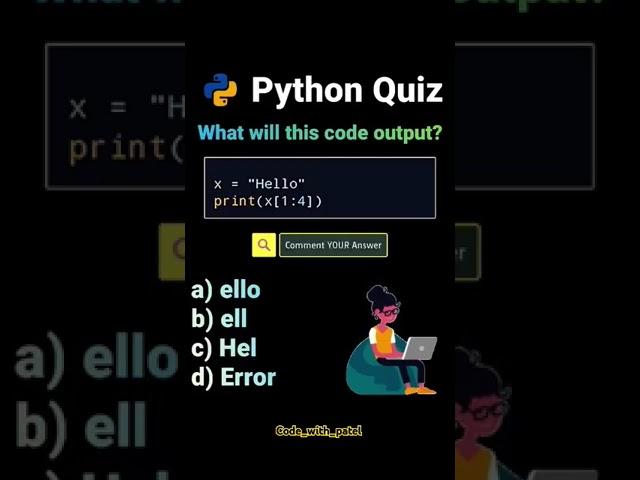 python quiz: Comment answer #python #pythonquestions #pythonquiz #codingquiz #techquiz