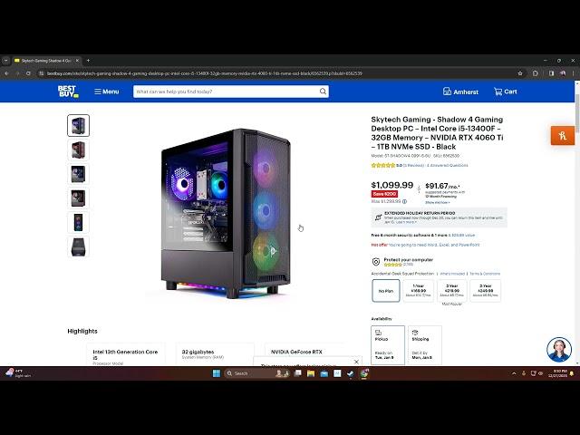 Skytech Gaming - Shadow 4 Gaming Desktop –  i5-13400F – 32GB ram RTX 4060 Ti –M2 1TB WORTH IT? $1099