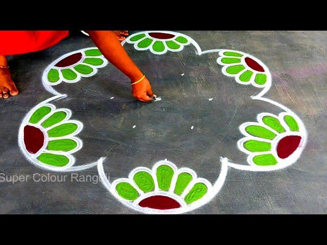 Easy Pongal Rangoli kolam 2025 new deisgnsSankranthi muggulu bigbhogi muggulu designSuper rangoli