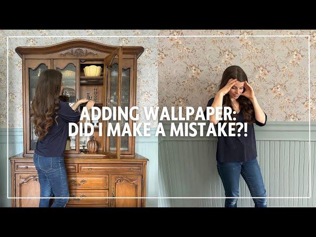 TRANSFORMING MY DINING ROOM WITH WALLPAPER + STYLING A HUTCH WITH THRIFTED FINDS!