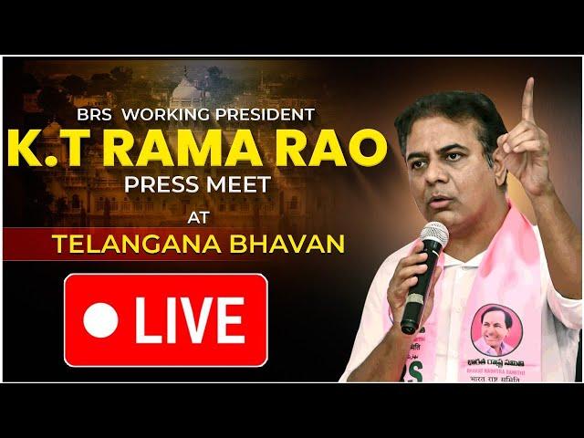 Live : BRS Working President KTR addressing the media at Telangana Bhavan.