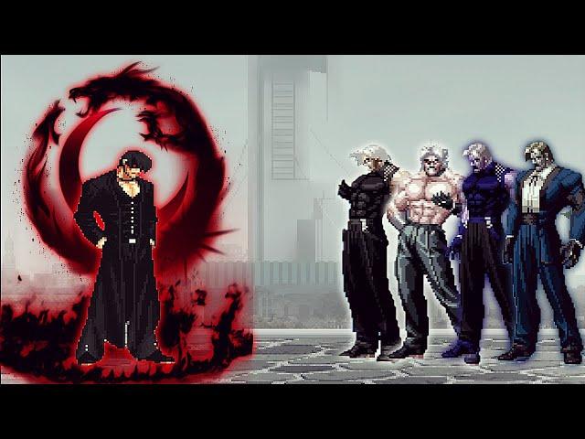 [KOF Mugen] Orochi Iori Black Flame Remake Vs Superpower Rugal Team