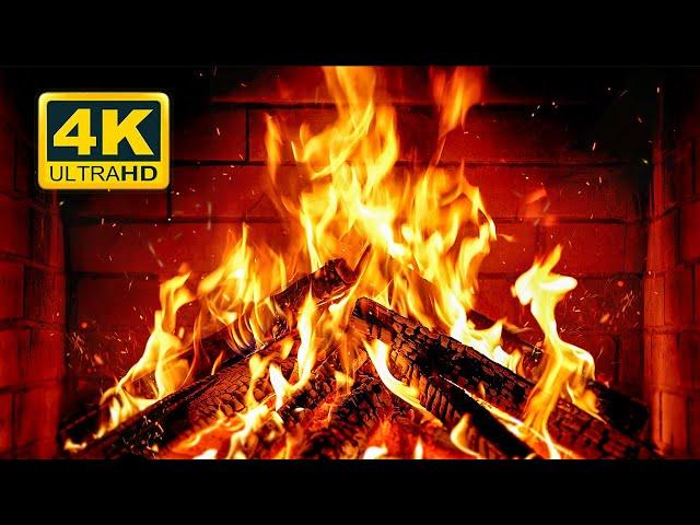  Cozy Fireplace 4K (12 HOURS). Fireplace with Crackling Fire Sounds. Crackling Fireplace 4K