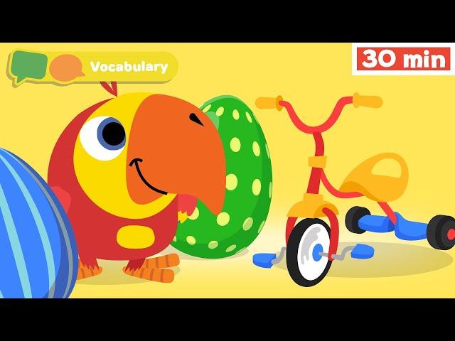 Learning First Words w Larry | Sensory Stimulation for Babies | Vocabulary for Kids | Vocabularry