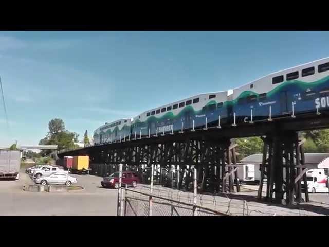 MP40PH-3C SOUNDER Train crossing the old Milwaukee Road Trestle