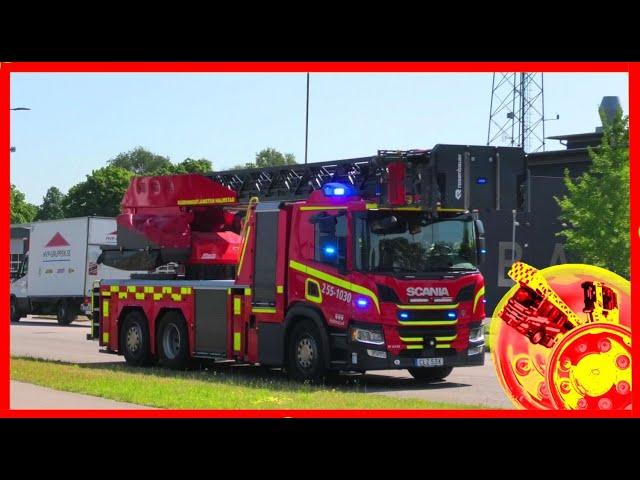 HALMSTAD (1010+1020+1030+9120) BRAND LÄGENHET räddningstjänsten region halland brandbil i utryckning