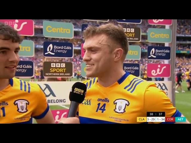 MARK RODGERS + SHANE O'DONNELL TALK TO MARK SIDEBOTTOM AFTER CLARE V CORK 2024 HURLING FINAL