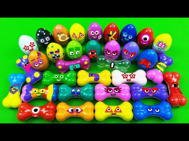 Rainbow Eggs SLIME: Looking Numberblocks, Alphablocks, Alphabet Lore Dinosaur Eggs, Bones Coloring