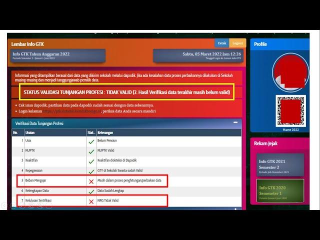 INI PENYEBAB STATUS VALIDASI TUNJANGAN PROFESI TIDAK VALID PADA INFO GTK  2022