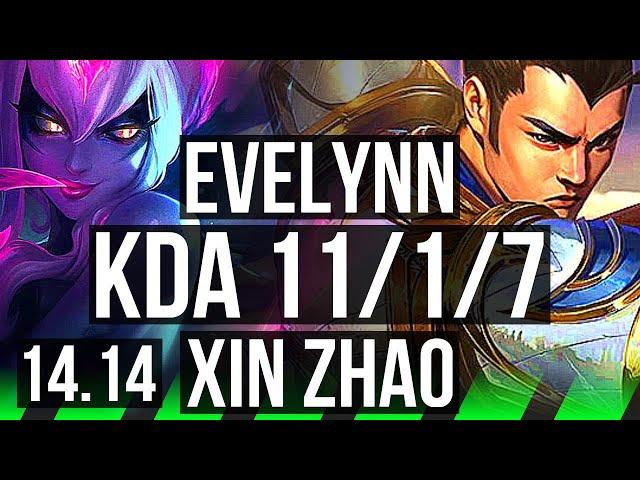 EVELYNN vs XIN ZHAO (JGL) | Rank 3 Eve, 11/1/7, Legendary | EUNE Challenger | 14.14