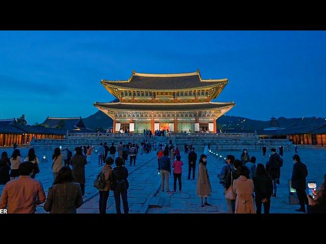 [4K HDR] Seoul Moonlight Walk Gyeongbokgung Palace Walking Tour Korea 서울 경복궁의 야간 궁궐 달빛산책 서울워커 랜선여행