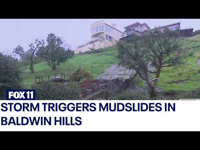 Storm triggers mudslides in Baldwin Hills
