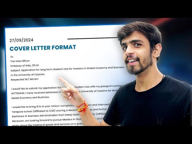 A PERFECT COVER LETTER FOR ITALY STUDY VISA PROCESS | COVER LETTER FORMAT | STUDY IN ITALY 2024-25