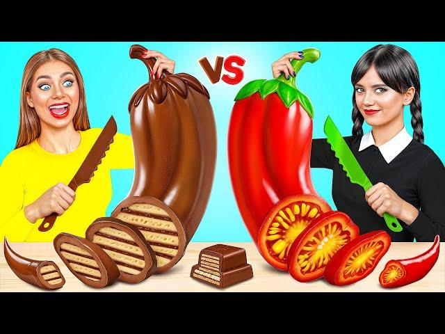 Real Food vs Chocolate Food Challenge | Crazy Ideas To Cook by Choco DO