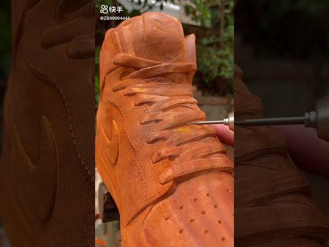 Jordan Nike shoes made from wood #Wood_caving