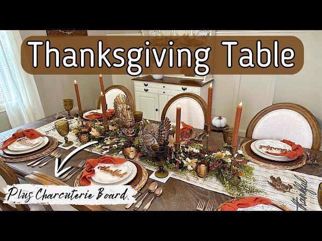 BEAUTIFUL BUDGET FRIENDLY THANKSGIVING TABLESCAPE IDEA +  TURKEY CHARCUTERIE BOARD | FALL TABLE