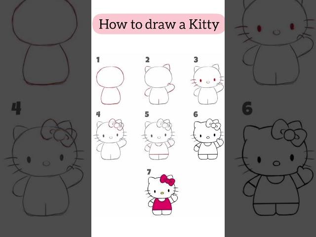 How to draw a hello kitty | Easy kitty drawing step by step #drawing #drawingtutorial #art #viral