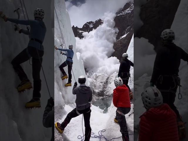 Ice Climbers React To Massive Avalanche Coming Towards Them #trending