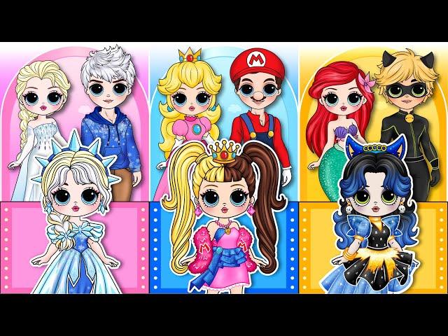 Couple Switch Up: Elsa, Peach, Wednesday & Sonic Become Parents | DIY Paper Dolls Fashion