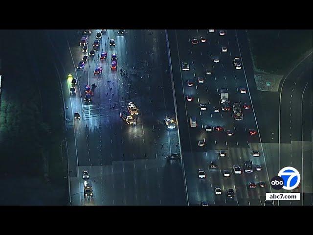 Deadly crash shuts down NB lanes of 5 Freeway in Tustin