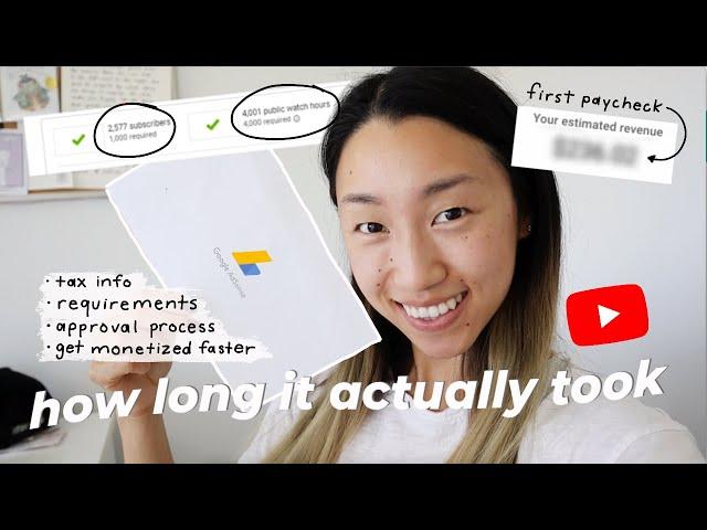  YOUTUBE MONETIZATION: How long it takes to get monetized & approved | my 1st paycheck & tips!