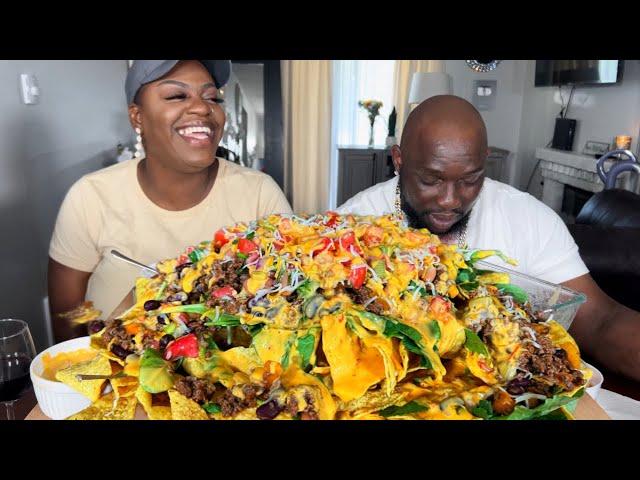 A PLATTER FULL OF CHEESY DELICIOUS NACHOS || FAMILY TIME || MUKBANG EATING SHOW ||