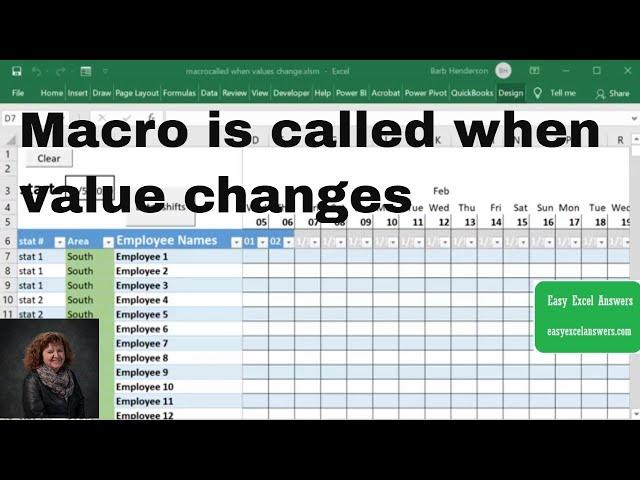 A Macro is called when value in column changes in Excel