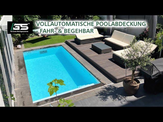 Vollautomatische Poolabdeckung - fahr- & begehbar mit stabilem Alusystem