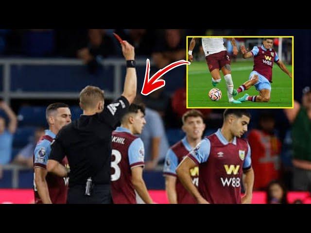 Anass Zaroury red card vs Manchester City vs Burnley after Kyle Walker reckless Tackle - Zaroury red