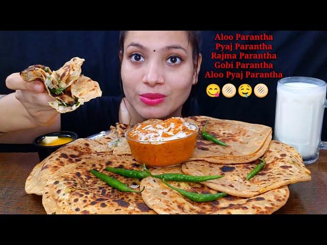 Eating Butter  Chaap Masala, Aloo Pyaj Prantha, Pyaj Prantha, Aloo Prantha, Gobi & Rajma Prantha