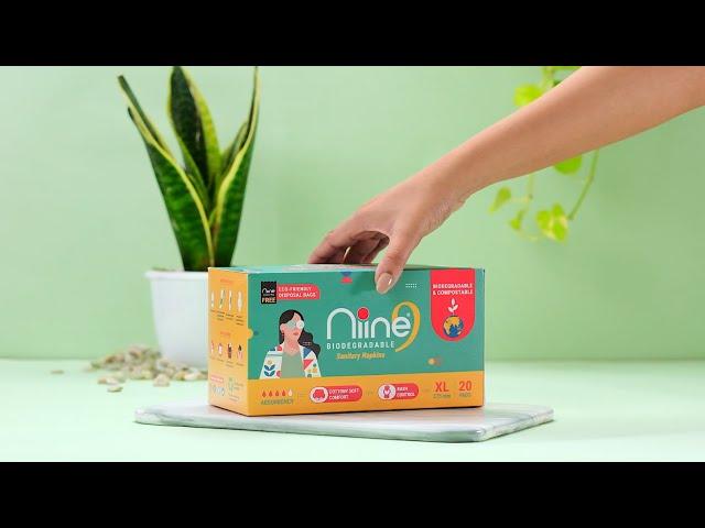 Niine Biodegradable Sanitary Napkin. A sustainable period hygiene solution