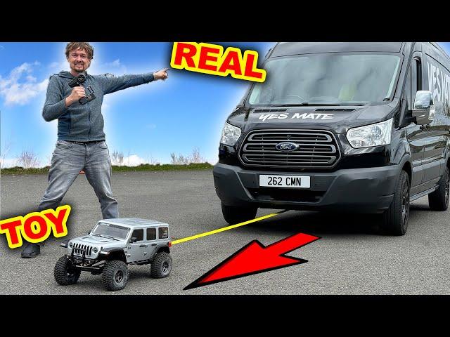 RC car tries to pull REAL car