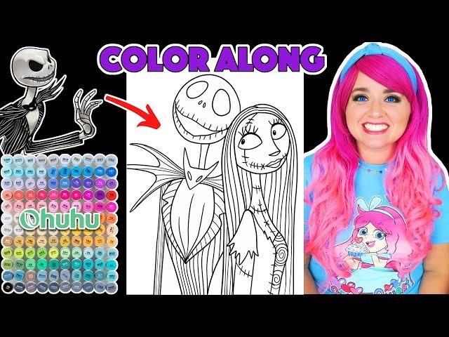 Color a Nightmare Before Christmas Jack & Sally Halloween Picture With Me | COLOR ALONG WITH KIMMI