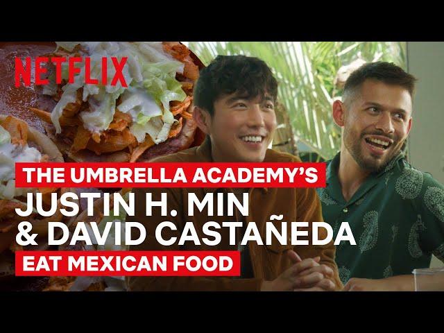 The Umbrella Academy's David Castañeda & Justin H. Min Eat Mexican Sopes & Ceviche | Netflix