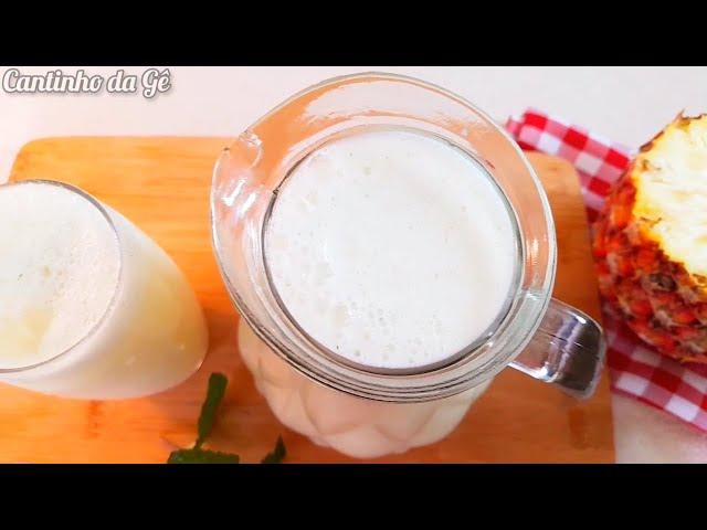 SUCO DE ABACAXI CREMOSO: SIMPLES, FÁCIL E RÁPIDO DE FAZER! RECEITA FÁCIL | Cantinho da Gê