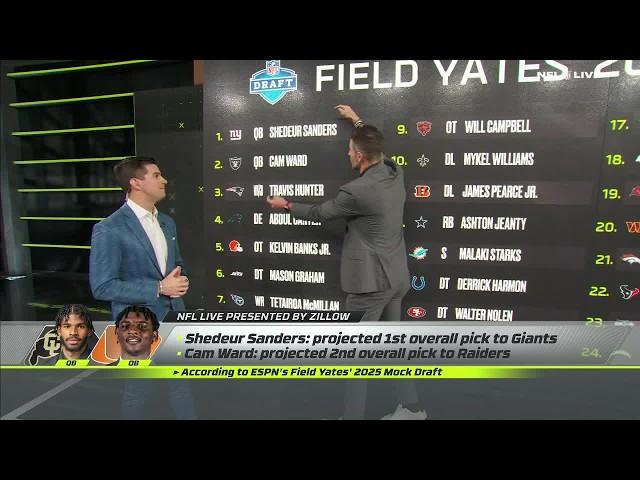  Field Yates reveals FIRST RELEASE of 2025 NFL Mock Draft | NFL Live