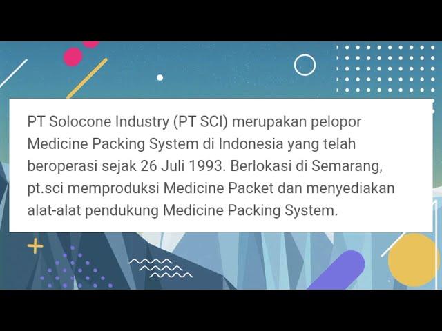 Loker PT Solocone Industry (PT SCI) - Semarang April 2022