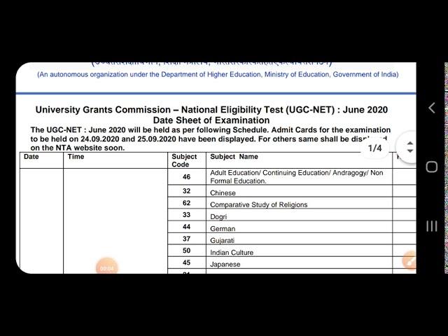 NTA UGC NET JRF2020 EXAM SCHEDULE 24 SEPTEMBER