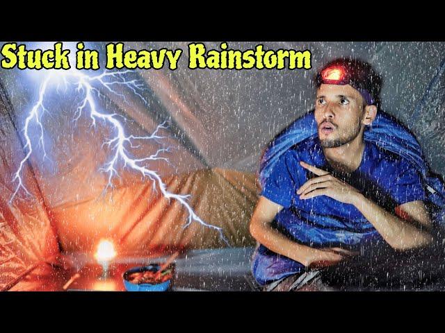 Solo Camping In Heavy Rain and Thunderstorm | Overnight Rain Camping in India | Tejas Camping