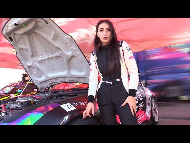 Girl drifting Nissan 350Z race car - Elena Zaniol on board