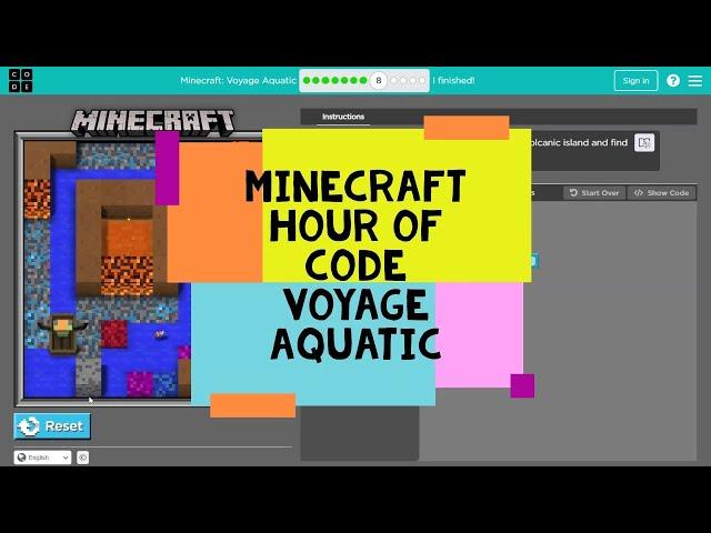 Minecraft Hour of Code Voyage Aquatic - Code.org Minecraft Voyage Aquatic Level 1 to Level 12