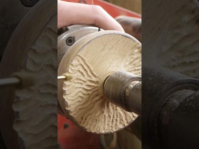 Texturing the underside of a turned mushroom cap. #tfturning #dremel #shorts